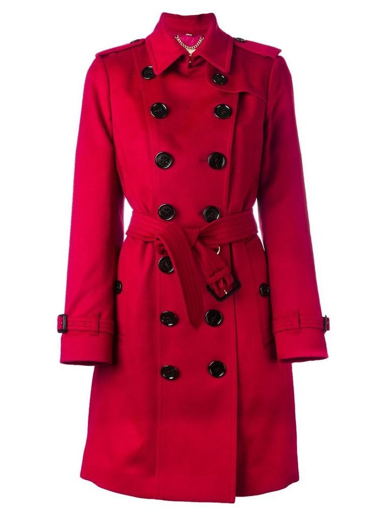 Burberry Sandringham Fit Cashmere Trench Coat - Red