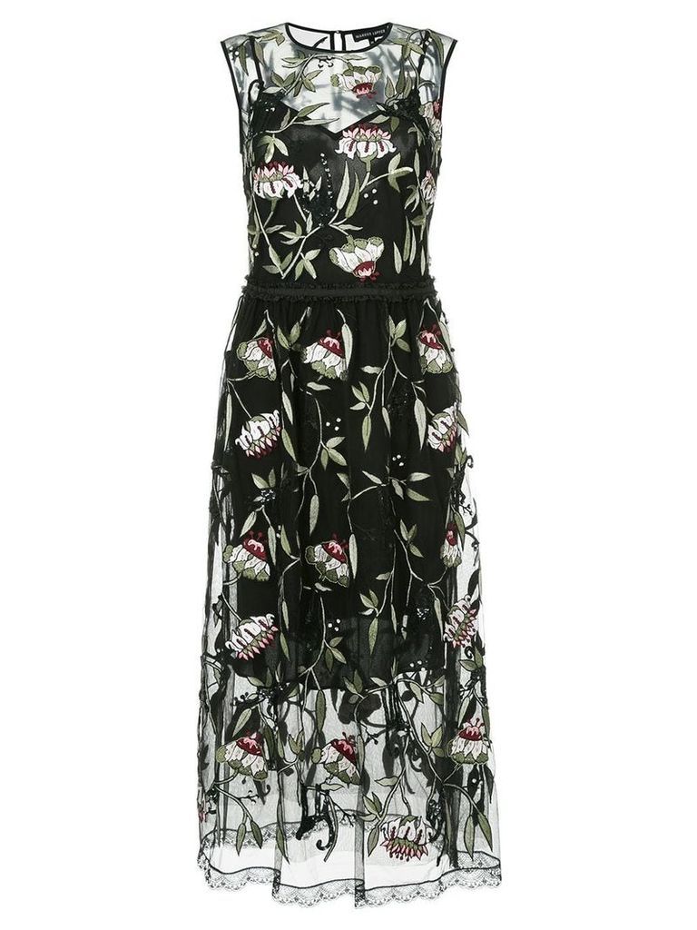 Markus Lupfer sheer floral print dress - Black