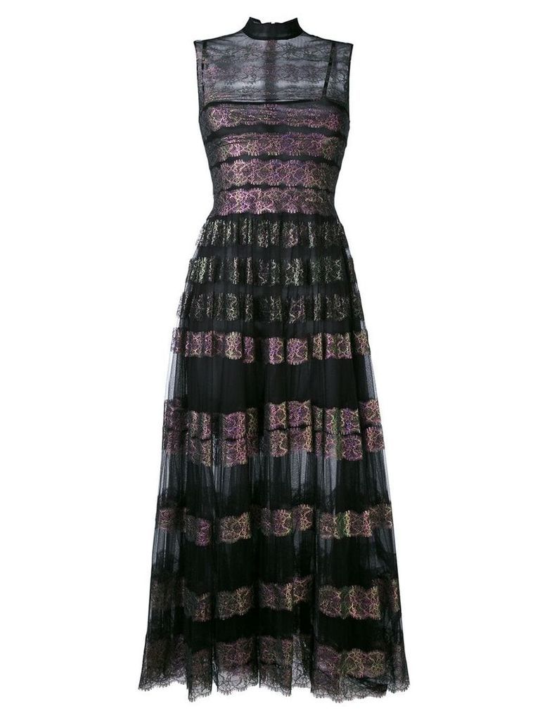 Christopher Kane long lace foil and tulle dress - Black
