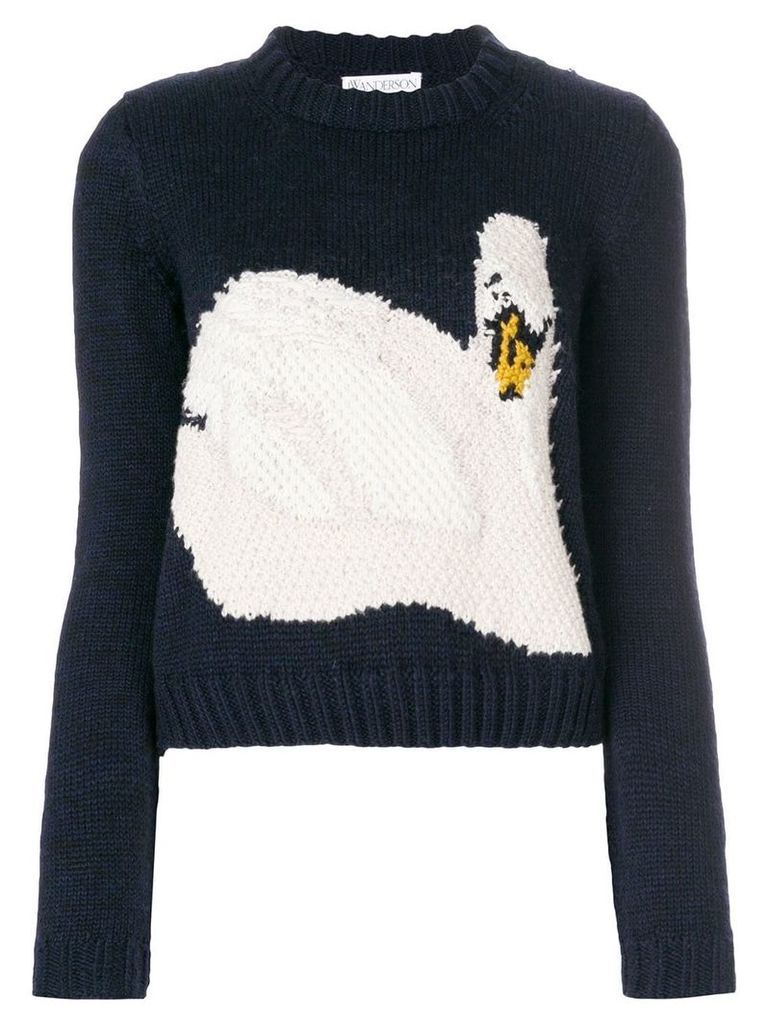JW Anderson intarsia swan knitted sweater - Blue