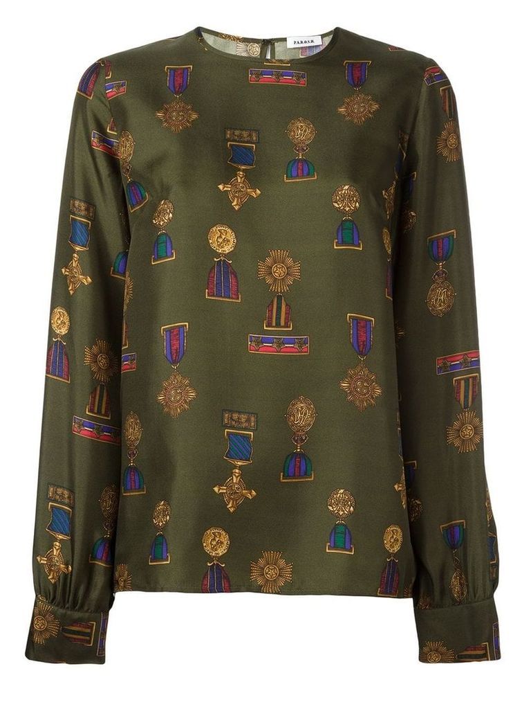 P.A.R.O.S.H. Soldier medal print blouse - Green