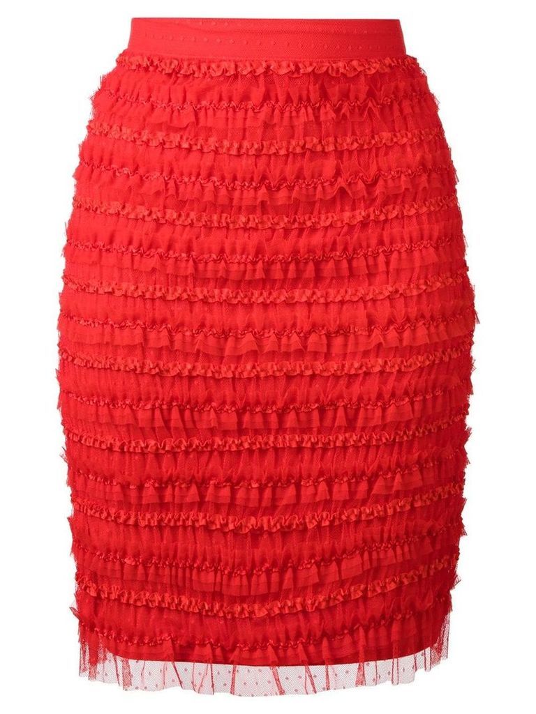 Givenchy ruffle embellished pencil skirt - Red