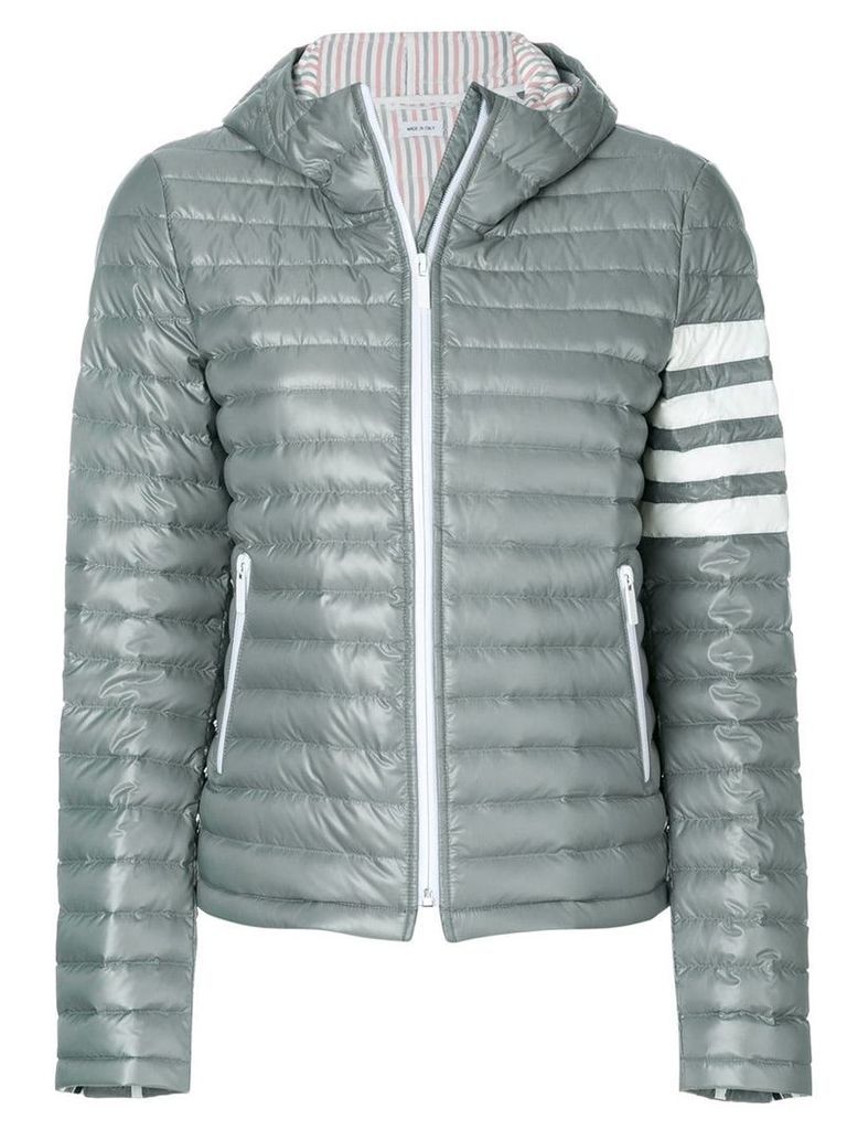 Thom Browne Quilted Down Fill Hooded Jacket In Nylon Tech - Grey