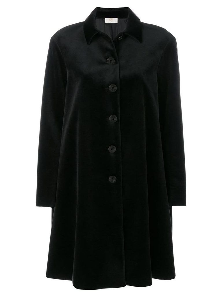 Sara Battaglia velvet shirt coat - Black
