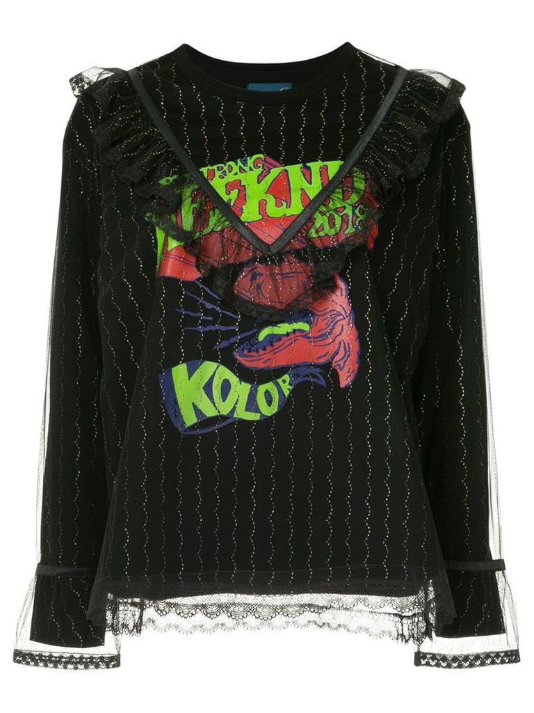 Kolor lace layer sweatshirt - Black