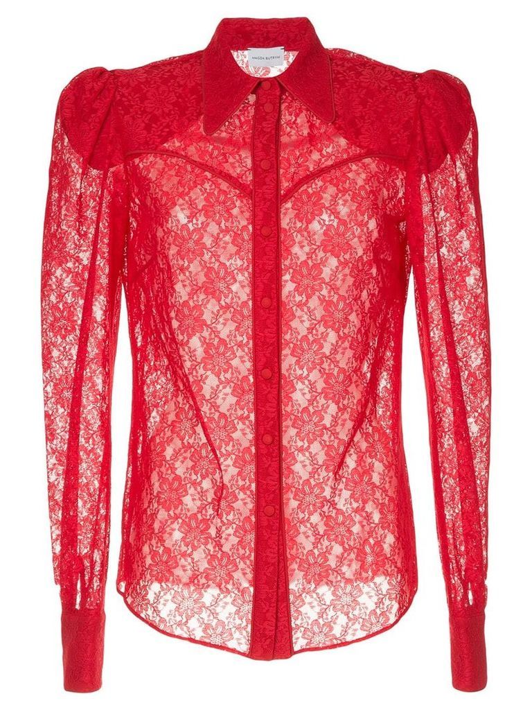 Magda Butrym sheer lace shirt - Red