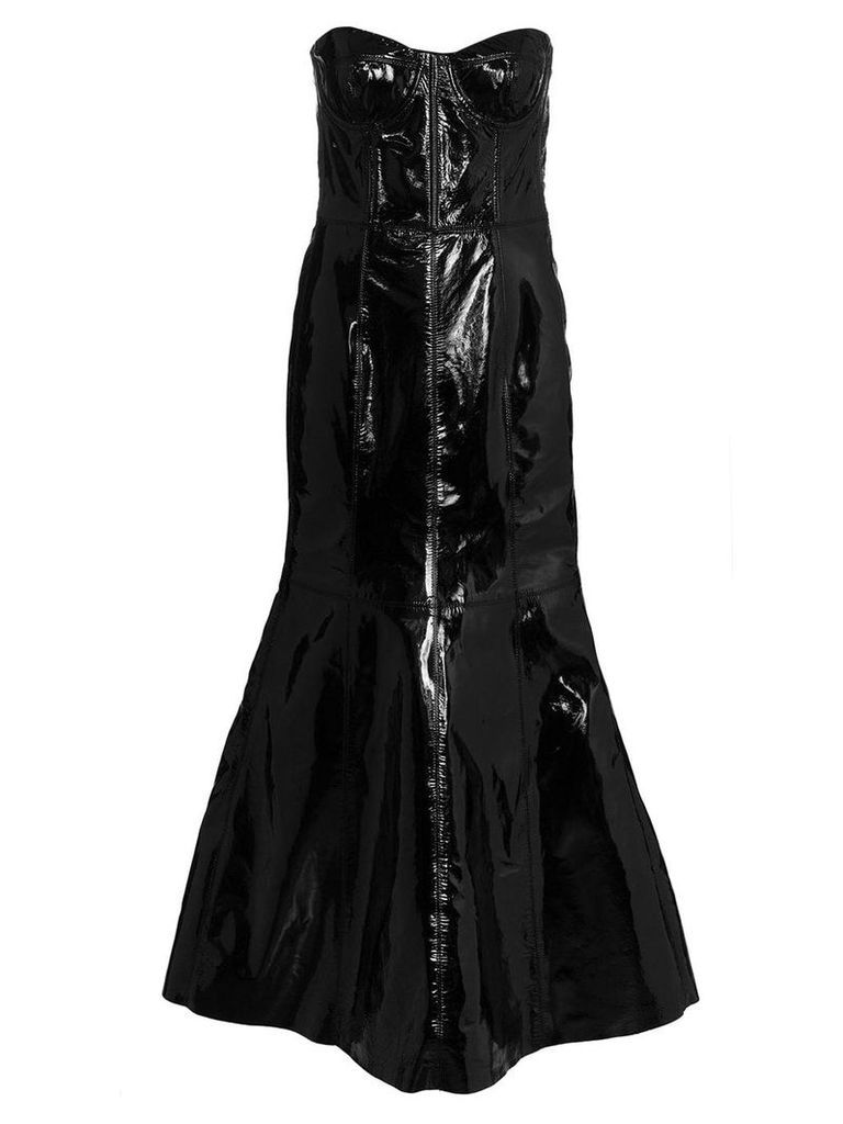 Natasha Zinko strapless fitted leather gown - Black