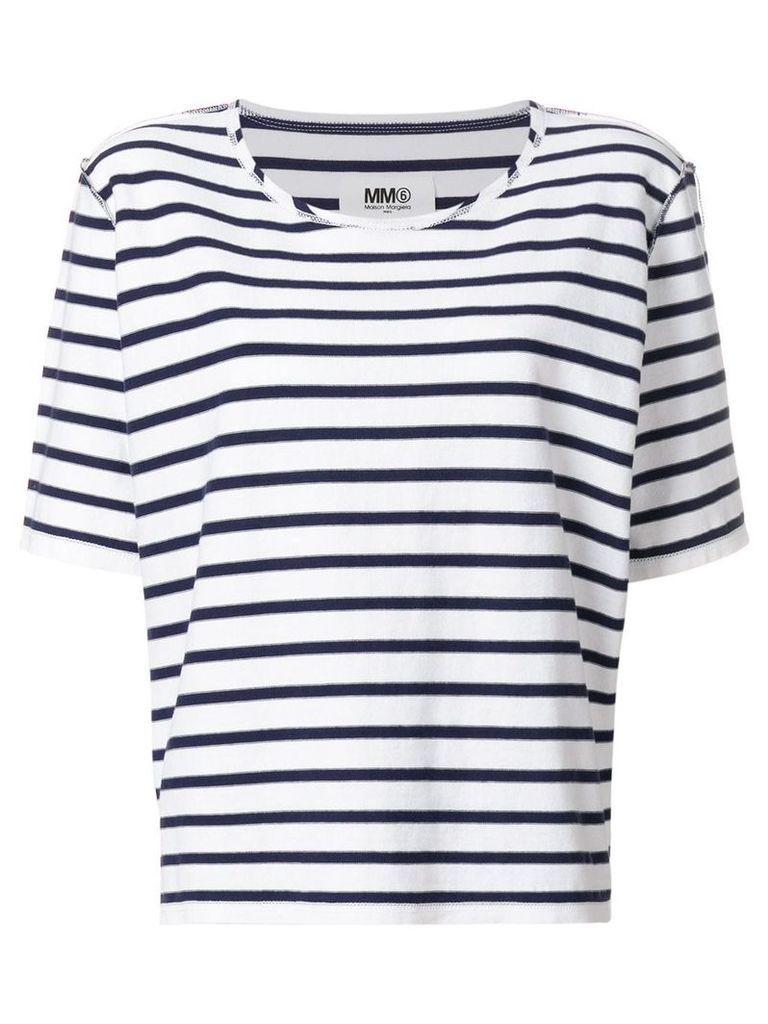 Mm6 Maison Margiela oversized striped T-shirt - White