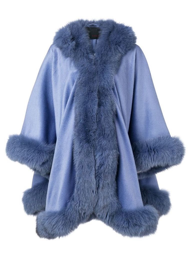Liska hooded fur-trimmed coat - PURPLE