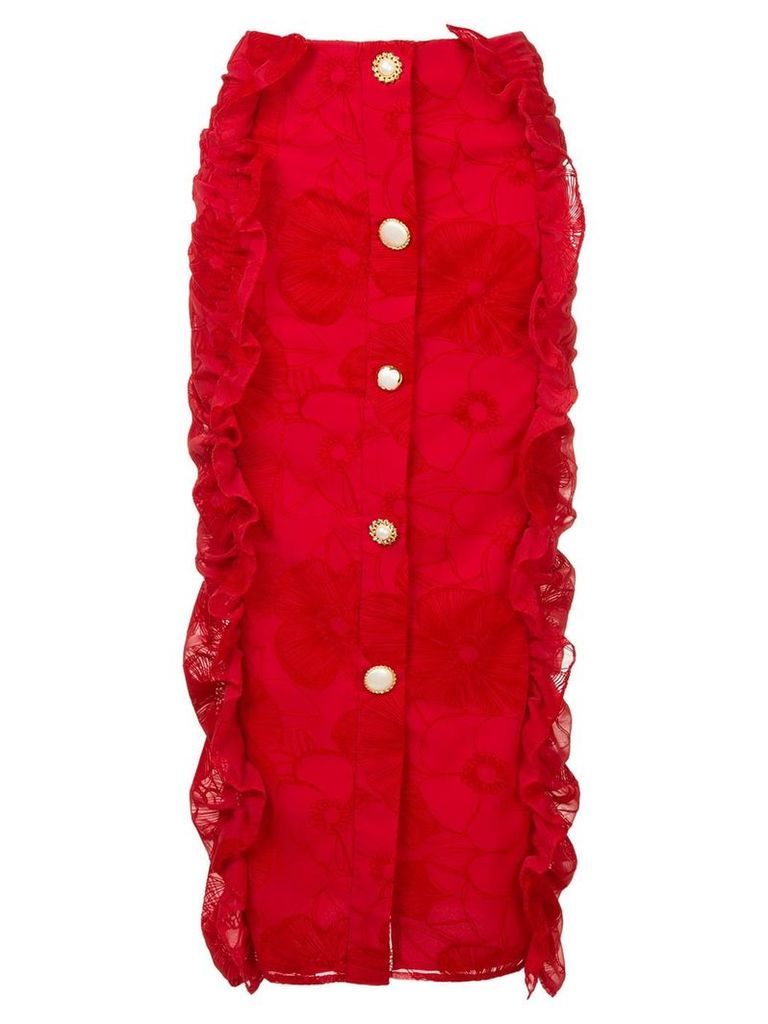 Mother Of Pearl ruffled pencil skirt - Red
