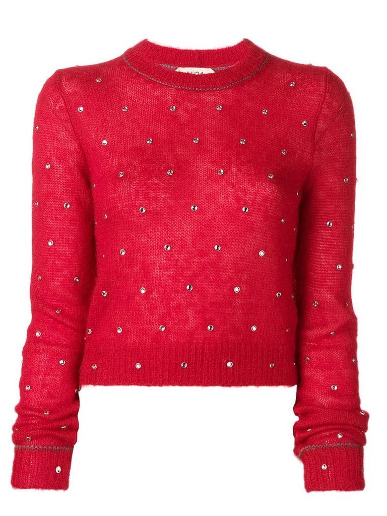 Nº21 crystal embellished jumper - Red