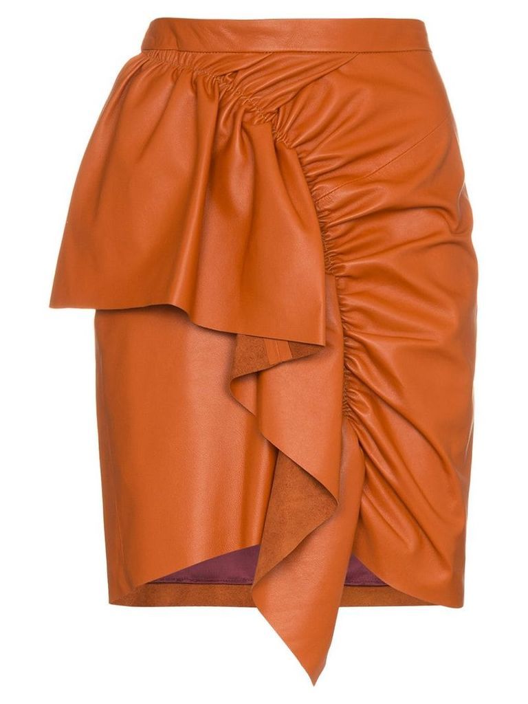 Isabel Marant nela frill trim leather mini skirt - ORANGE