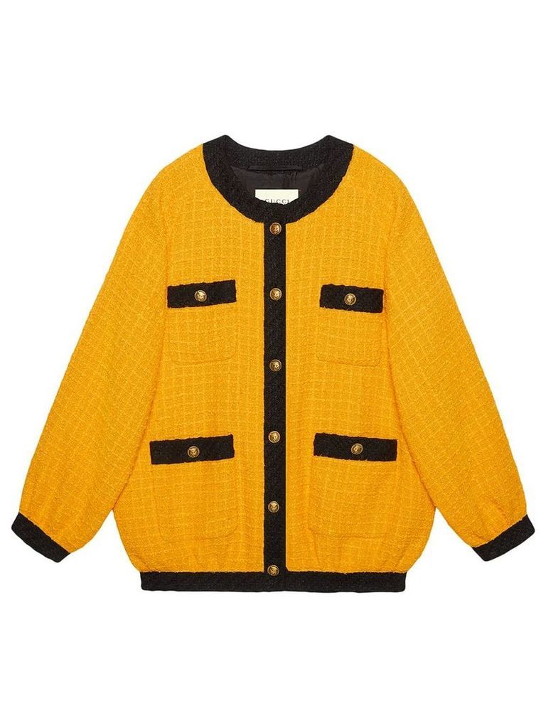 Gucci Oversize tweed bomber jacket - Yellow