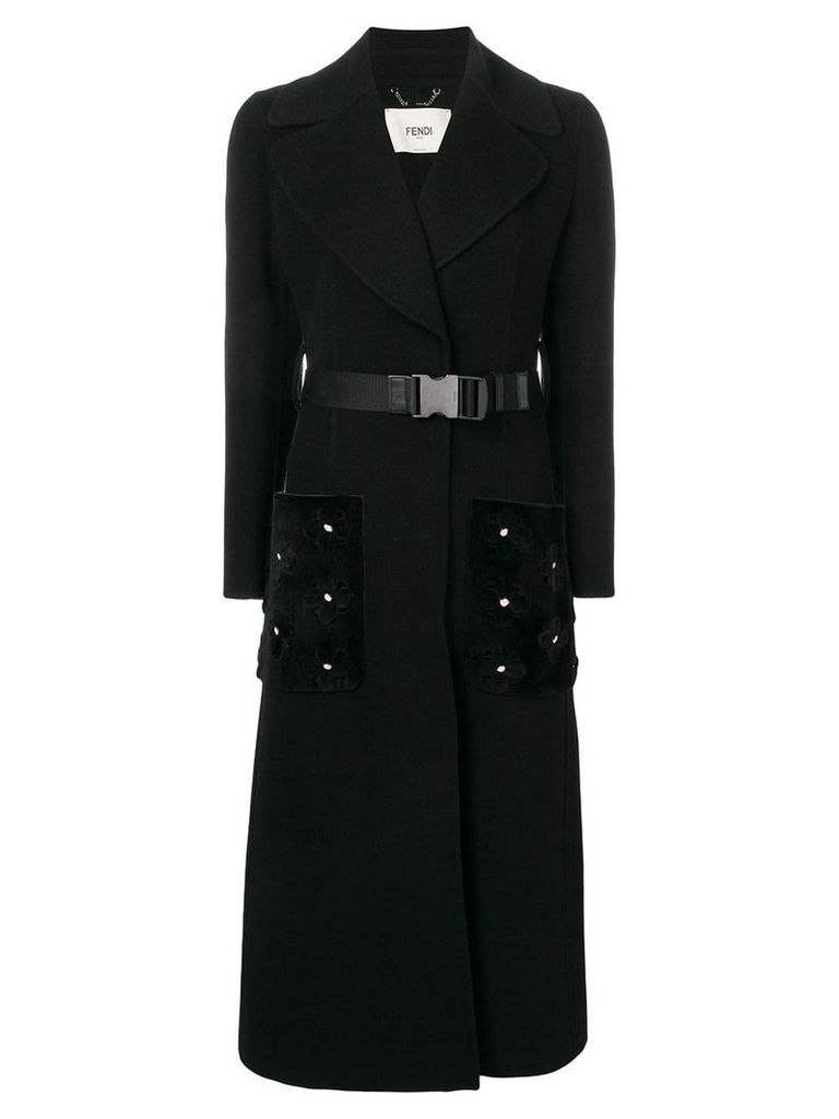 Fendi belted single-breasted coat - Black