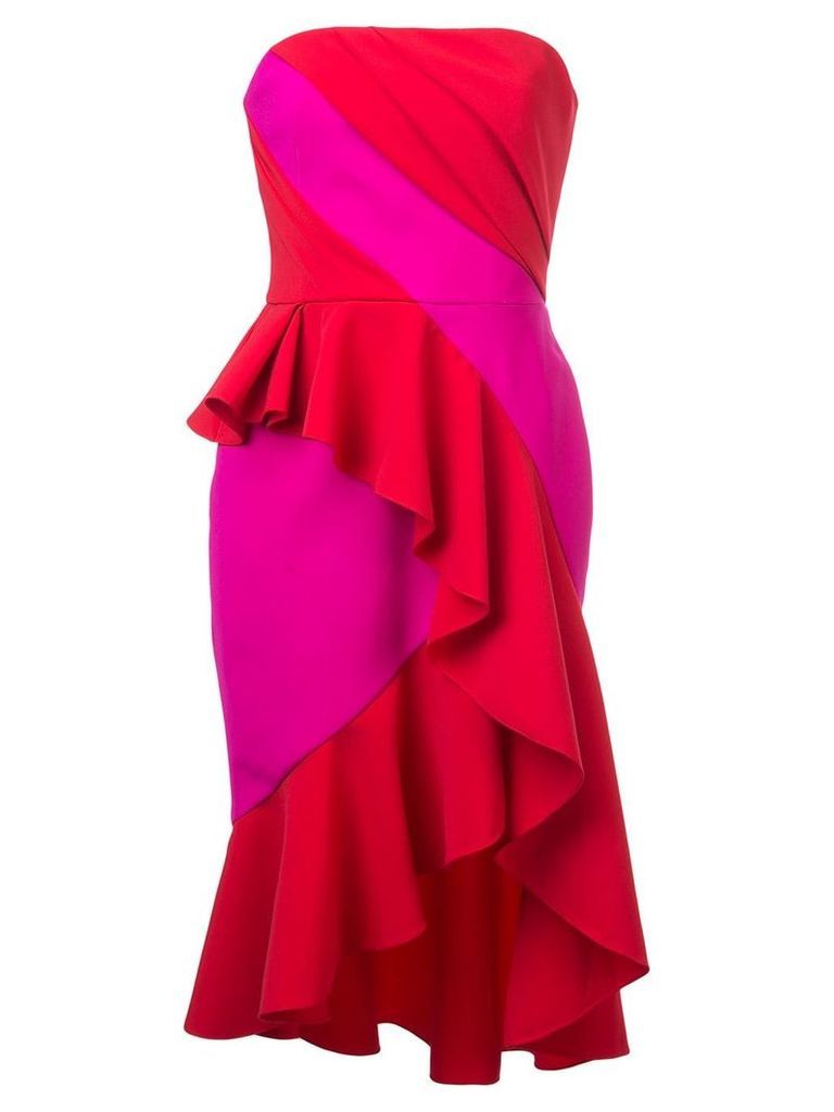 Marchesa Notte fitted strapless dress - Red