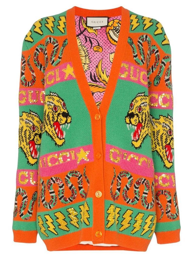 Gucci sequin embellished lined knitted cardigan - Multicolour