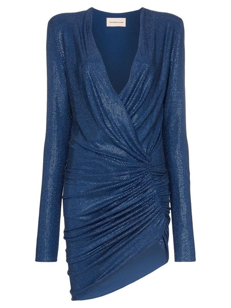 Alexandre Vauthier Plunge-neck crystal embellished mini dress - Blue