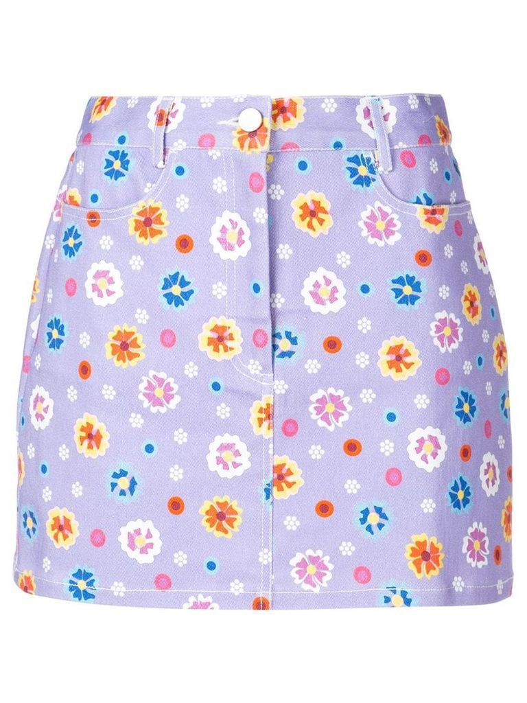 Lhd floral print a-line skirt - PURPLE