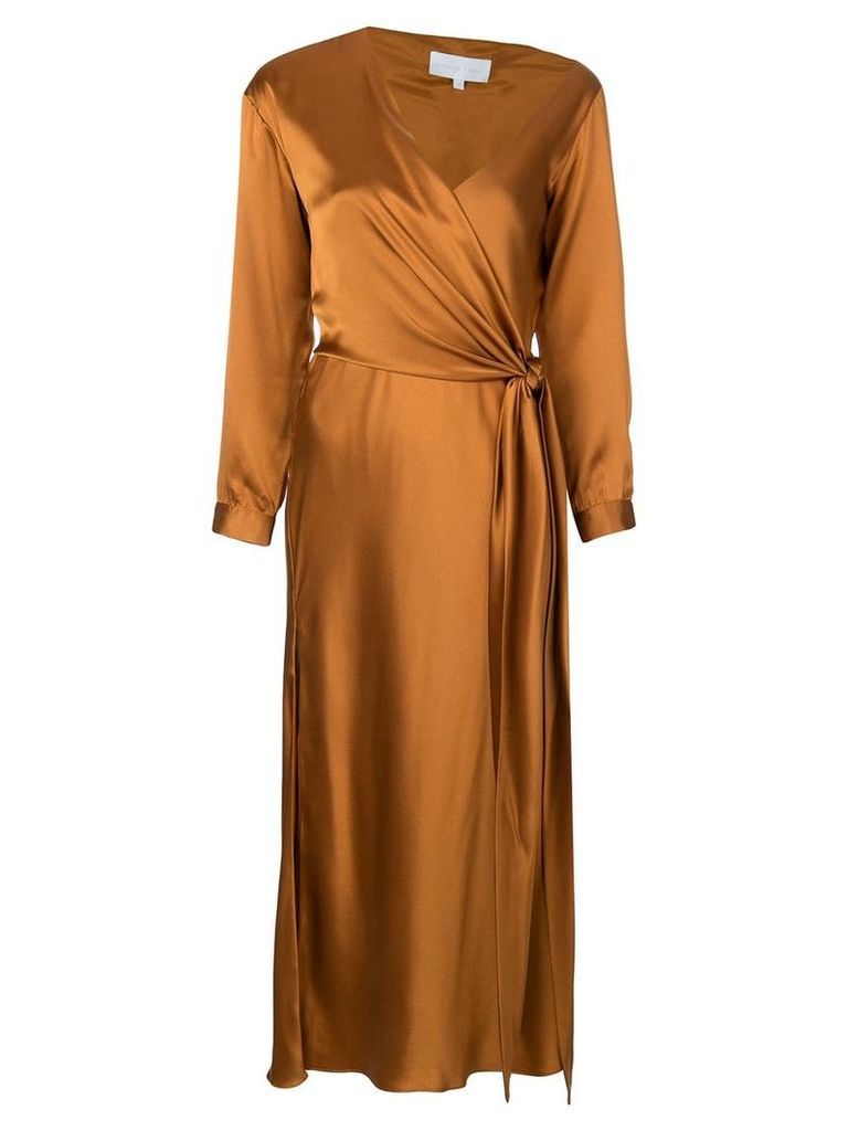 Michelle Mason asymmetric side tie dress - Brown