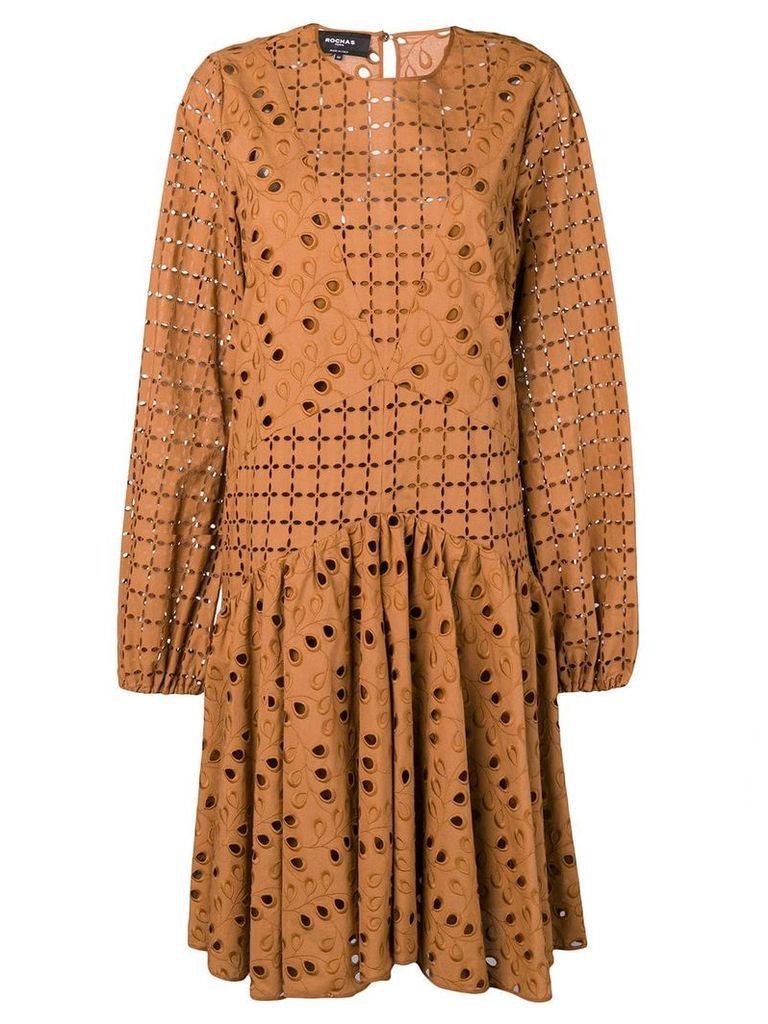 Rochas broderie anglaise dress - Brown