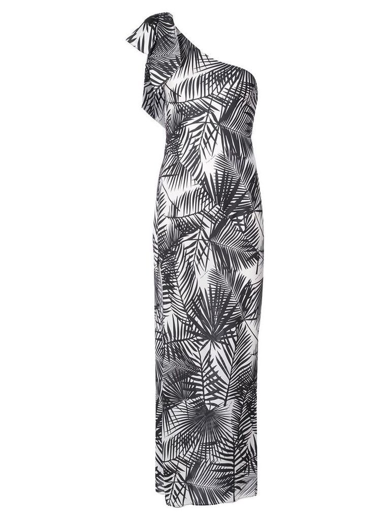 Fleur Du Mal palms print single-shoulder dress - NEUTRALS