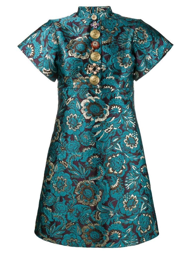 Dolce & Gabbana brocade floral print mini dress - Blue
