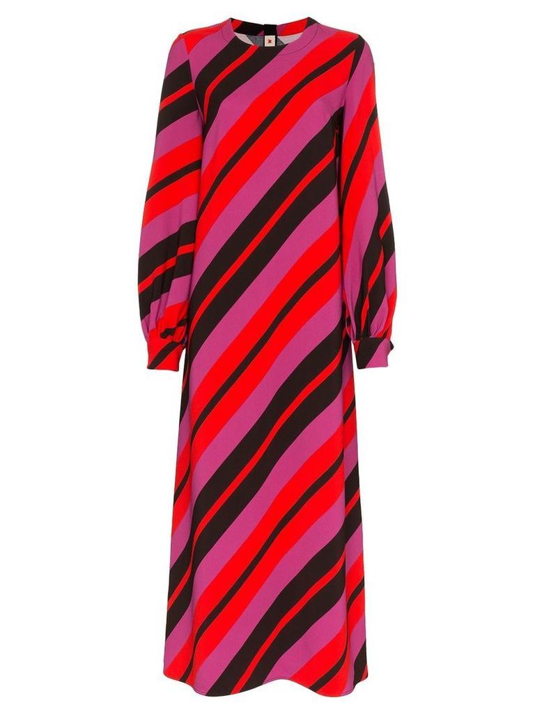 Marni stripe print long sleeve mid-length dress - Red