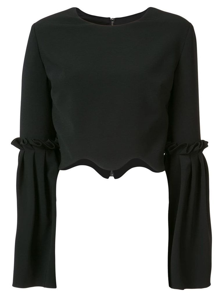 Christian Siriano scalloped cropped blouse - Black