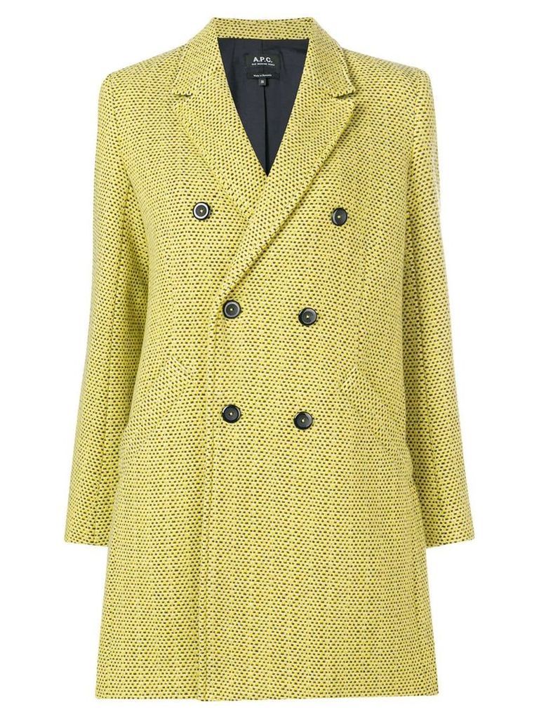 A.P.C. textured double-breasted coat - Yellow