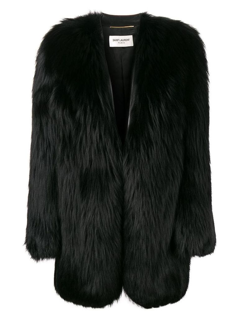 Saint Laurent oversized fur coat - Black