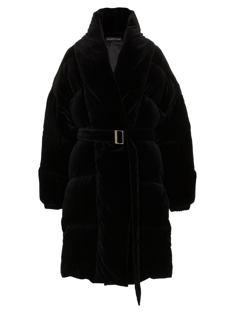 Alexandre Vauthier velvet feather down cotton puffer coat - Black