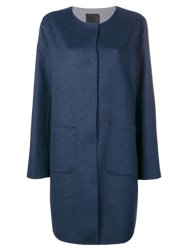 Liska cashmere collarless coat - Blue
