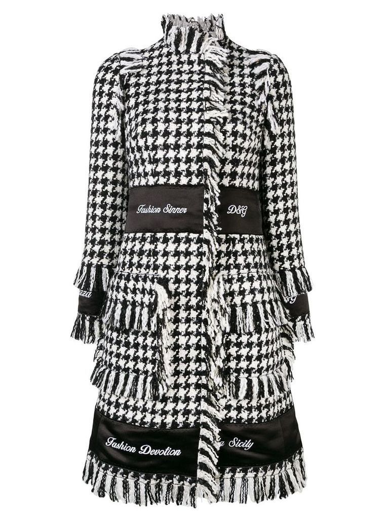 Dolce & Gabbana houndstooth embroidered coat - Black