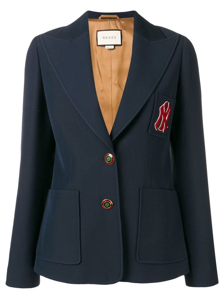 Gucci embroidered NY Yankees patch blazer - Blue