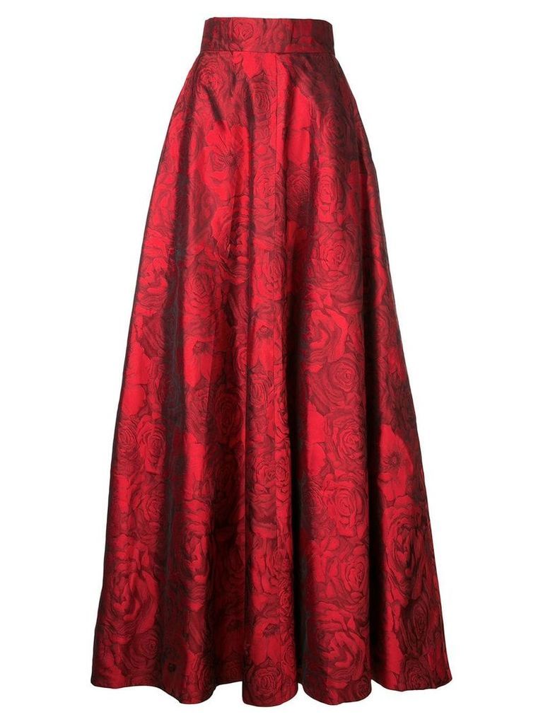 Bambah rose patterned silk skirt - Red