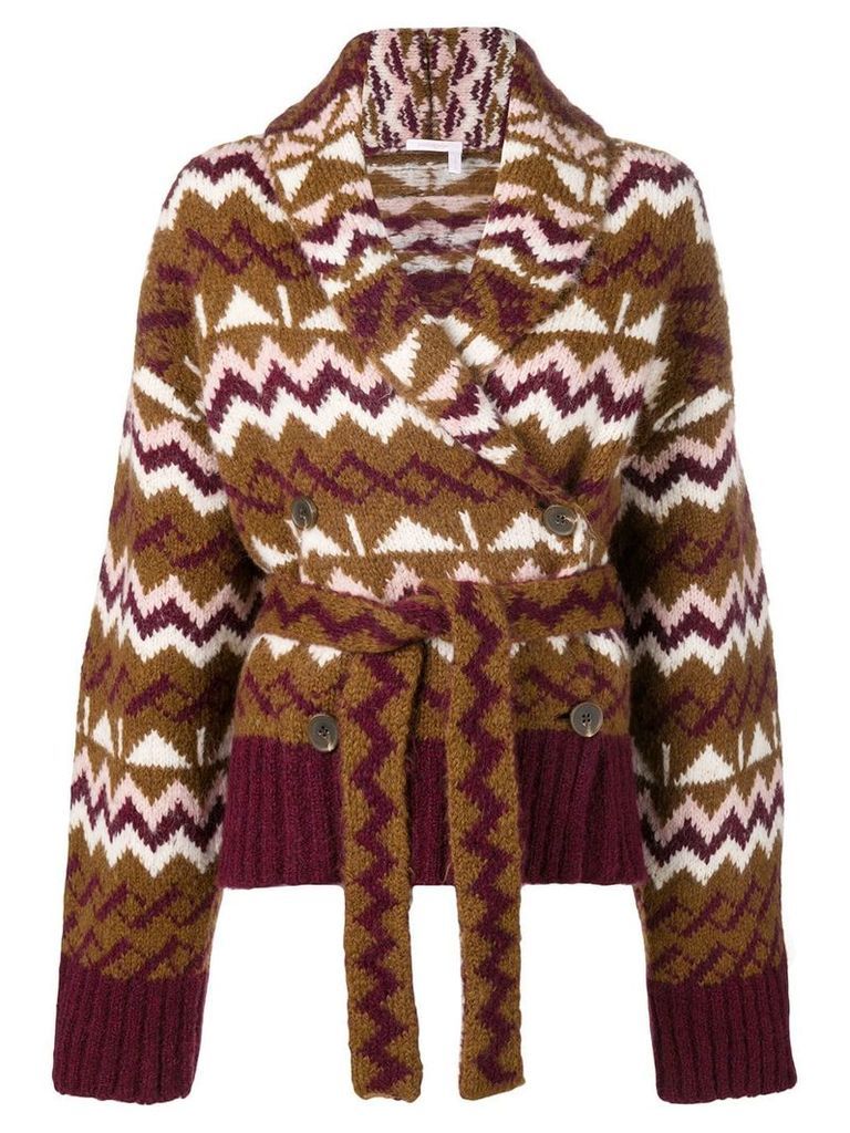 See By Chloé knitted belted cardigan - Brown