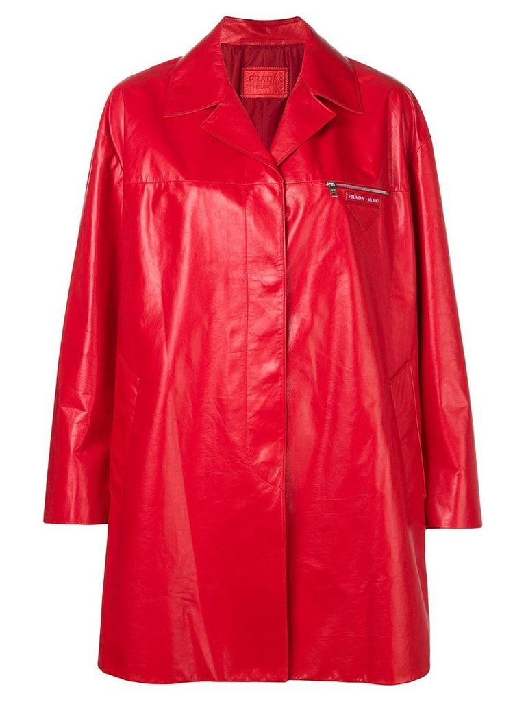 Prada zip chest pocket coat - Red