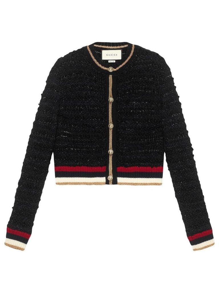 Gucci Knitted cardigan with Web - Black