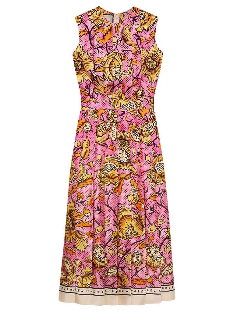 Gucci floral print pleated dress - PINK