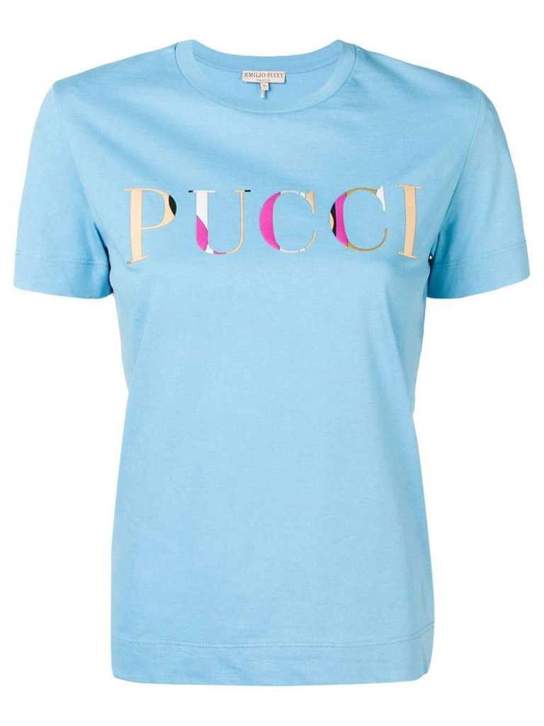 Emilio Pucci Light Blue Guanabana Print Logo T-Shirt