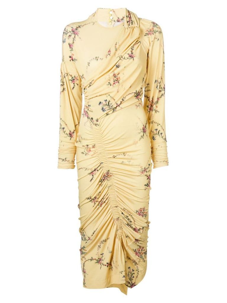 Preen By Thornton Bregazzi floral print ruched dress - Yellow