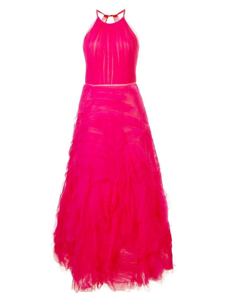 Marchesa Notte long tulle dress - PINK
