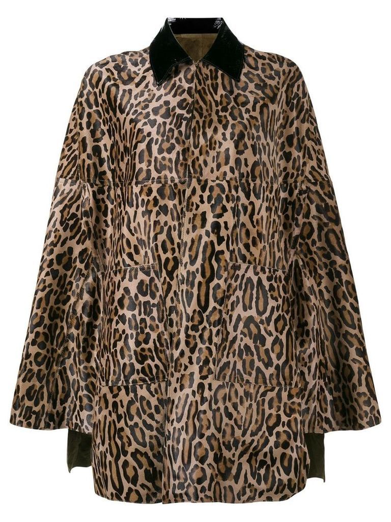 Skiim Bodil Goatskin Leopard print cape - Brown