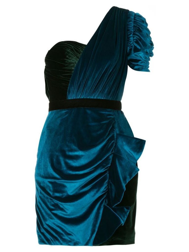 Self-Portrait one-shoulder draped mini dress - Blue