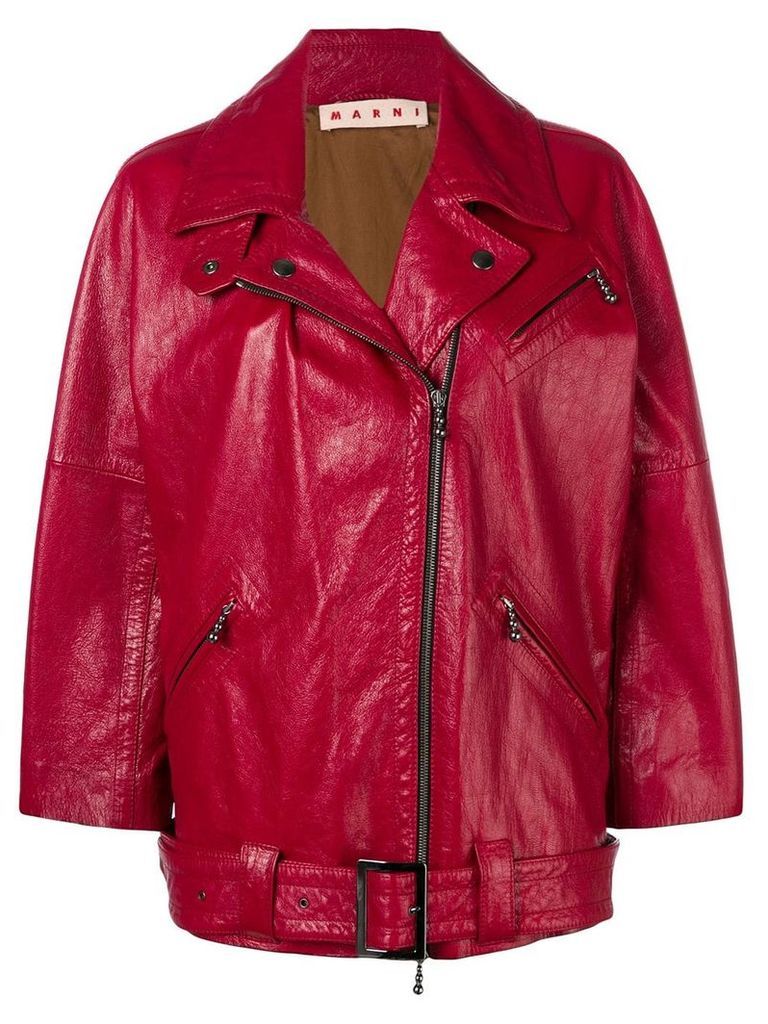 Marni zipped biker jacket - Red