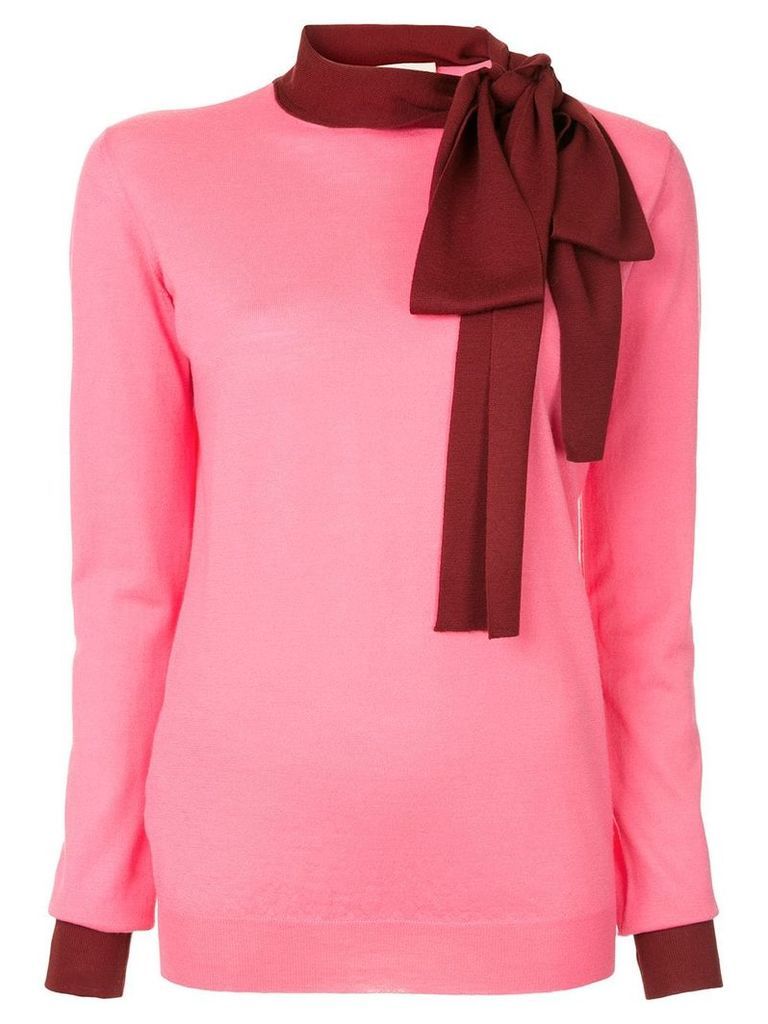 Marni contrast neck-tied sweater - PINK