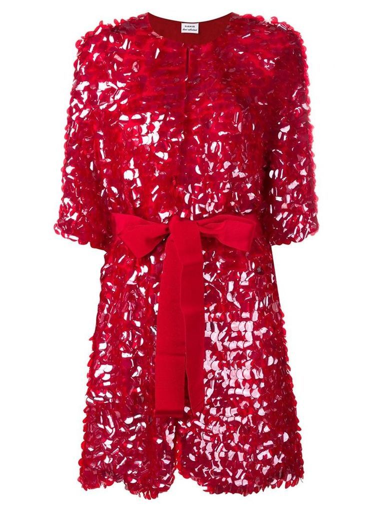 P.A.R.O.S.H. belted sequin coat - Red