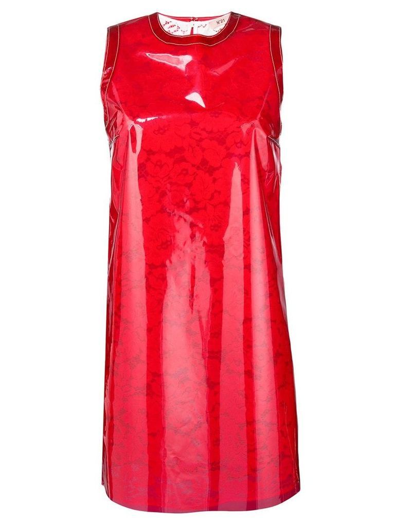 Nº21 vinyl overlay lace dress - Red