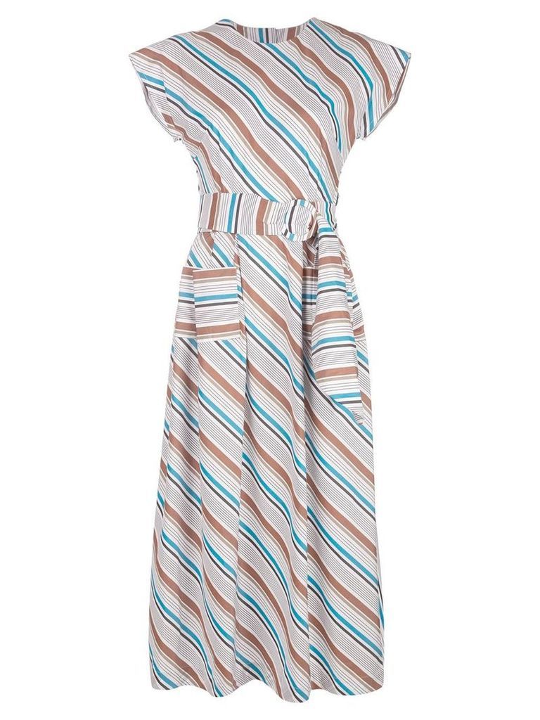 Isa Arfen long striped dress - White