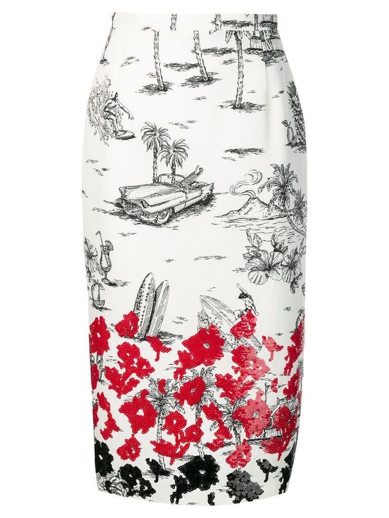 Nº21 sequin embellished pencil skirt - White